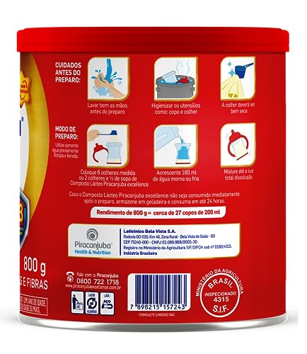 Piracanjuba Composto Lácteo Excellence Lata 800g, Médio