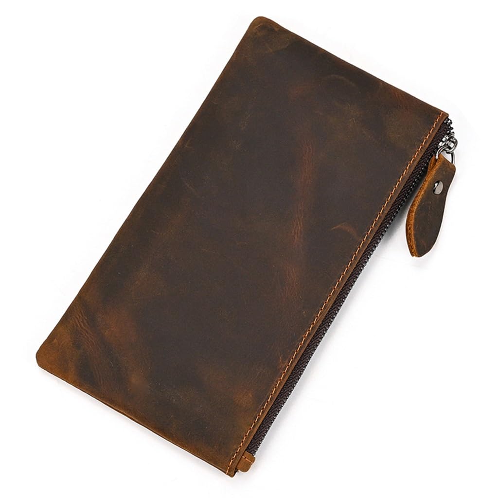 Portefeuille long en cuir fin pour ranger cartes monnaie et grand smartphone