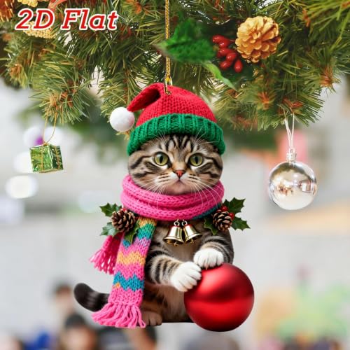 3 Inch 2D Acrylic Cute Kitty Christmas Hanging Ornaments for Xmas Tree，A - image 7
