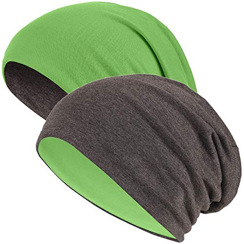 Slouch Long Beanie 2-in-1 Reversible Jersey Beanie - - One size