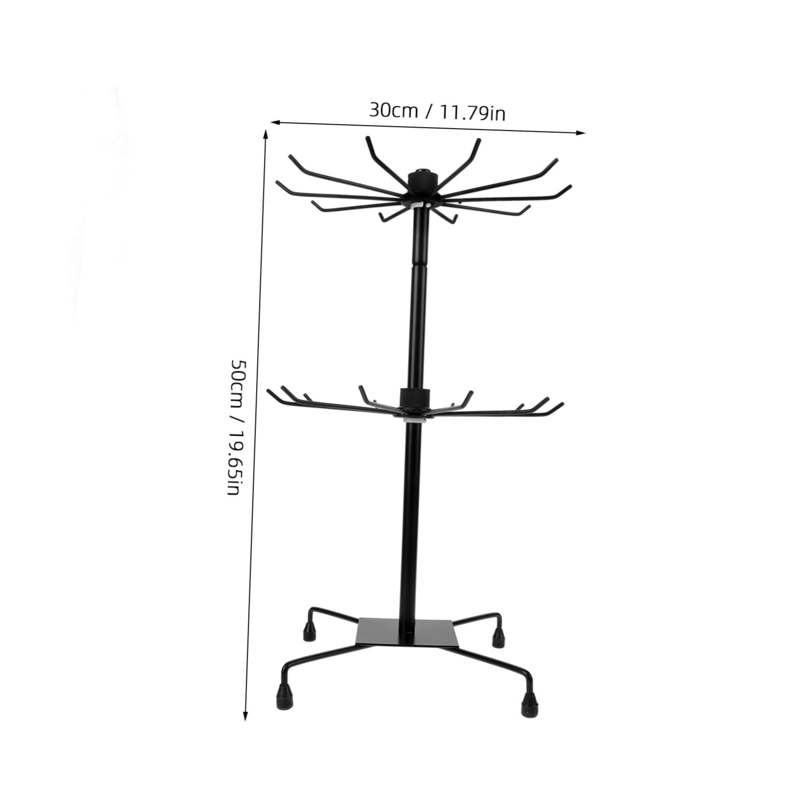 Espositore Elegante a Gioielli Girevole Doppio Nero Ferro in Stabile Piano, Struttura Design Esporre in Forma Ordinata Orecchini, Bracciali e Accessori