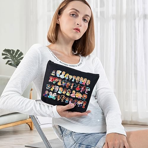 BWWKTOP Team Princess Character Cosmetic Makeup Bag Princess Group Fans Gifts Fairy Tales Princess Zipper Pouch Bag Princess Movie Merchandise (Princess Character BL)3