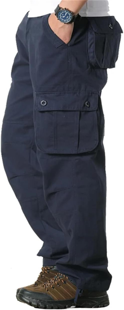 Generic Men's Spring Cargo Pants Casual Multi Pockets Tactical Pants Outwear Loose Straight Hiking Long Trousers Plus Size
