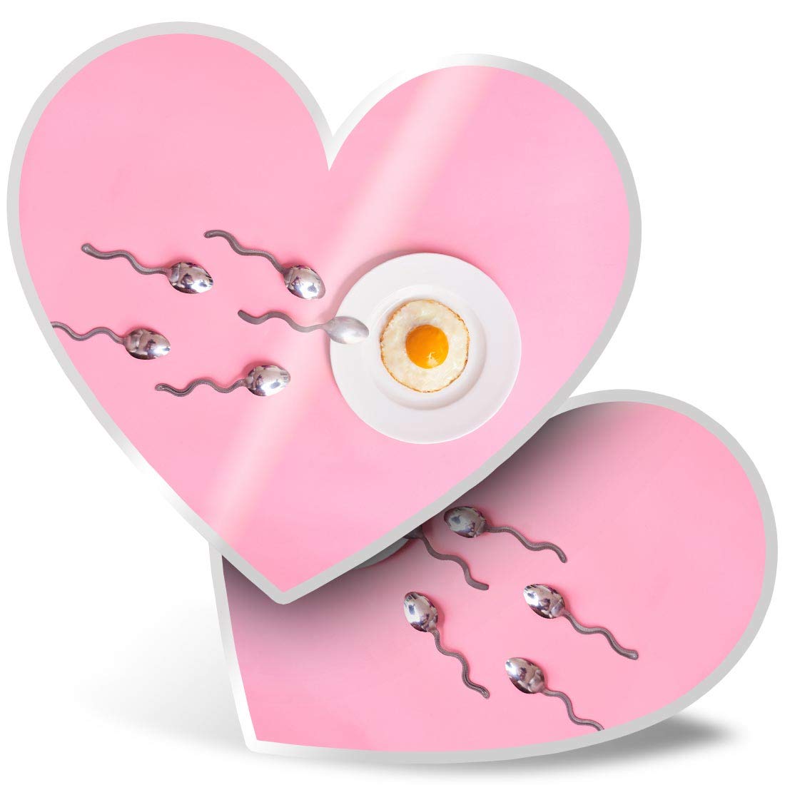 2 x 7.5cm Heart Stickers - Fertility Food IVF Concept Sperm Egg Decals 16166