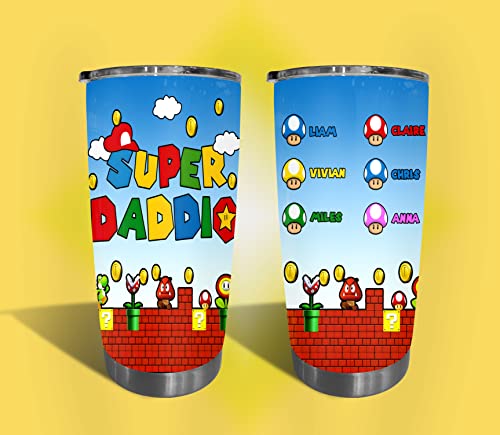 20Oz 30Oz Personalized Super Daddio Curved Tumbler, Father's Day Gift, Funny Dad Tumbler, Super Daddio Mommio Shirt, Super Dad Mom Curved Tumbler, Father's Dad Hero Tumbler, Dad Gamer Tumbler #TOP3