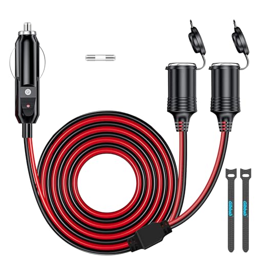 DC-12V24V-1-to-2-Car-Cigarette-Lighter-Splitter-33FT-16AWG-240W DC 12V/24V 1 to 2 Car Cigarette Lighter Splitter 3.3FT 16AWG 240W - Image 1