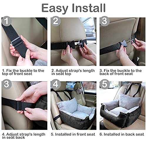 Fareyy Dog Car Seat For Small Dogs, Warm Soft Pet Car Seat Washable Dog Car Bed With Storage Pocket And Clip-On Safety Leash Portable Car Travel Carrier Booster Seats #TOP4