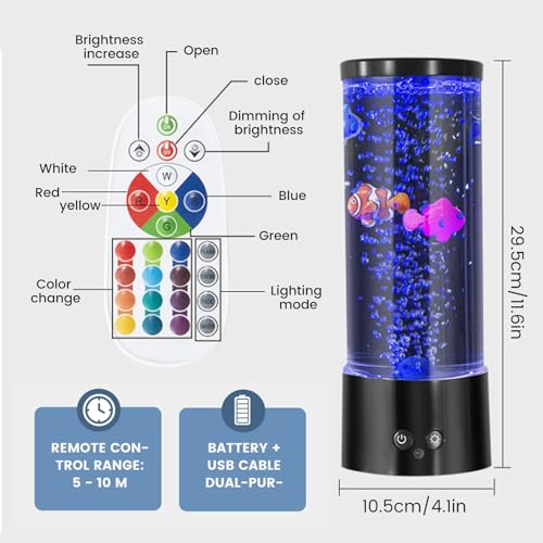 Lampe à bulles poisson LED multicolore télécommandée veilleuse bébé - 6