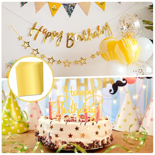 CXIIPOL 60 peças de papel cartolina dourado metálico, cartolina dourada 21 x 28 cm, cartolina dourad