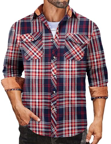 Chemise à carreaux en flanelle homme COOFANDY avec deux poches style cowboy