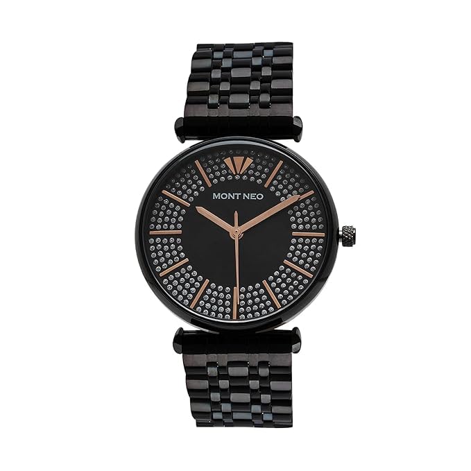 Mont Neo Womens Elegant Black Analog Stainless Steel Watch 9001T-M4404 (B0CHVW2J67) Amazon Price History, Amazon Price Tracker