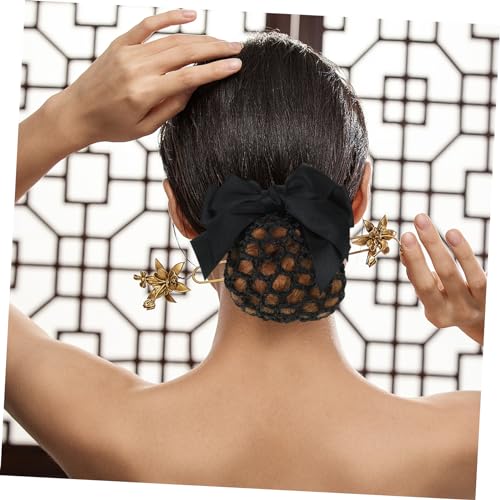 STAHAD 2 Peças flor rede de cabelo rede de cabelo de arco clipe de rede de cabelo com laço feminino