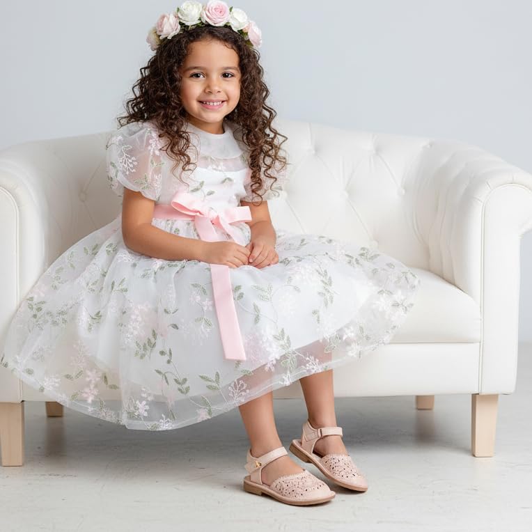 Image of THEE BRON Toddler Floral Cutout Closed Toe Sandals for Girls Breathable Summer Shoes
