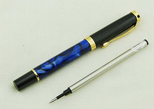 Lanxivi Jinhao 500 Rollerball Pen Flash Blue Pen With Pen Pouch Mediun Nib #TOP3