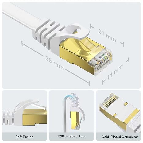 Cat 8 Ethernet Cable 10FT,40Gbps High Speed Internet Cable,Flat Gigabit Rj45 STP Shielded Network LAN Cable