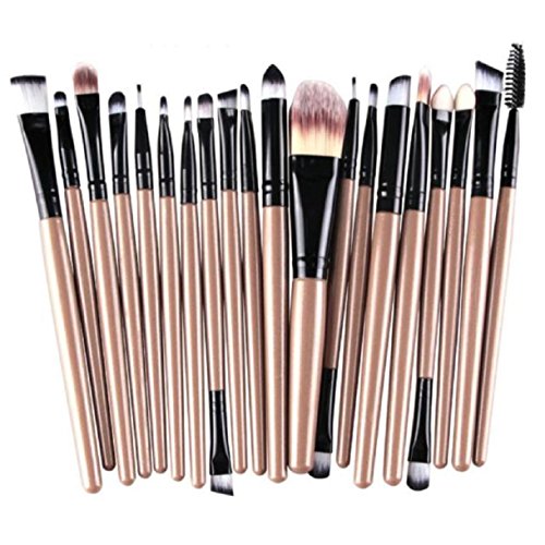 Lookatool 20 pcs/set Makeup Brush Set tools Make-up Toiletry Kit Wool Make Up Brush Set (Gold 1)