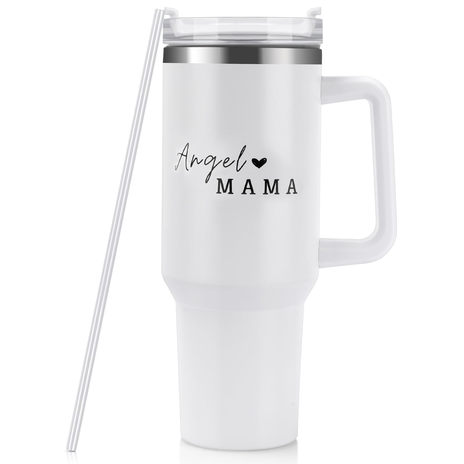 angel mama- miscarriage gifts for mothers, 40 oz large tumbler with straw
