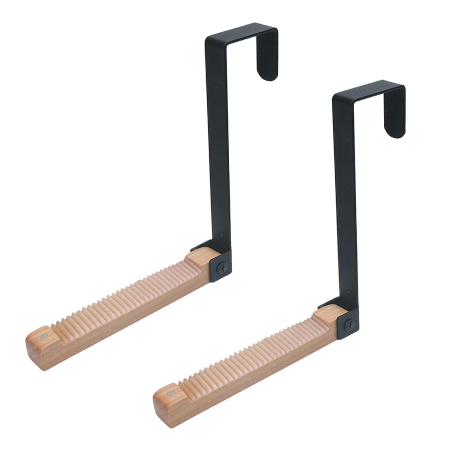 Buxuaaaa Multipurpose Foldable Door Hooks Heavy Duty Wood & Iron Construction Over Door Hanger for Clothes Towels Foldable Hooks with Nonslip Strips
