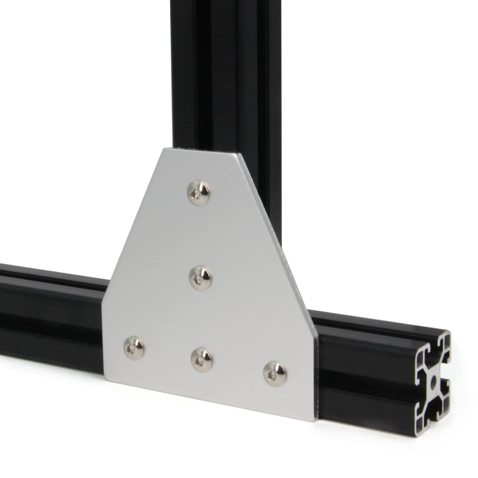 4040 płyta wspornika narożnego w kształcie litery T, 5 otworów, 90 stopni zewnętrzna płyta łącząca ze śrubami M6 x 16 mm i nakrętkami T do aluminiowego profilu wytłaczanego serii 40 x 40 mm, 8 szt./opakowanie (srebrny-4040 T kształt)