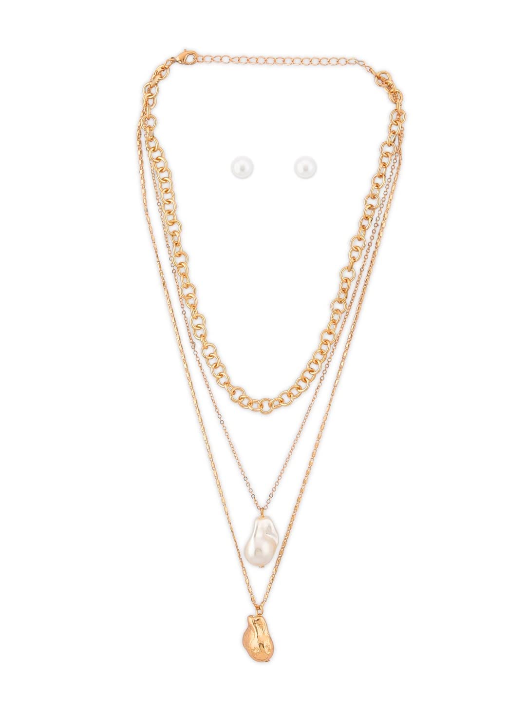 ZAVERI PEARLS Gold Tone Classy Contemporary Multi Layered Baroque Pearl Drop Chain For Women-ZPFK15019 (B0BG85C4FB) Amazon Price History, Amazon Price Tracker