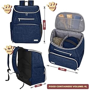   BAGLHER-Dog-Travel-Bag-BackpackAirline-Approved-Pet-Supplies-BackpackDog-Travel-Backpack-With-2-Silicone-Collapsible-Bowls-and-2-Food-Baskets-Dark-Blue