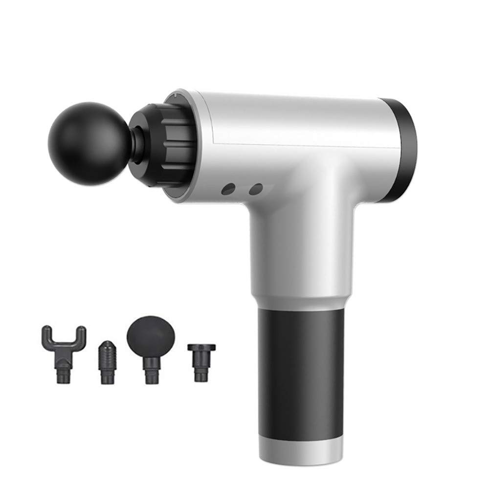 Pistola De Masaje Fascia Masajeador Muscular Handheld Tejido Profundo y Massager del músculo, percusión Masaje Dispositivo Que disponga de Quiet Glide,4 Cabezas de Masaje