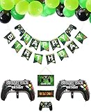 Video Game Party Supplies HAPPY BIRTHDAY Gaming Banner, GAME ON Welcome Hanging Decor and 32 Pcs...
