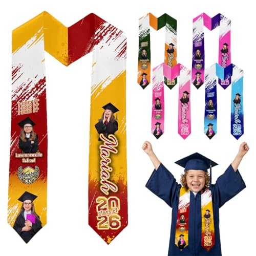 PlezuCigiar Custom Kindergarten Graduation Sash Boys Girls, Fashion Ink Personalized Preschool Graduation Stole Kids Kindergarten Graduates Decorations Accessories Preschool Stole Graduate Gifts