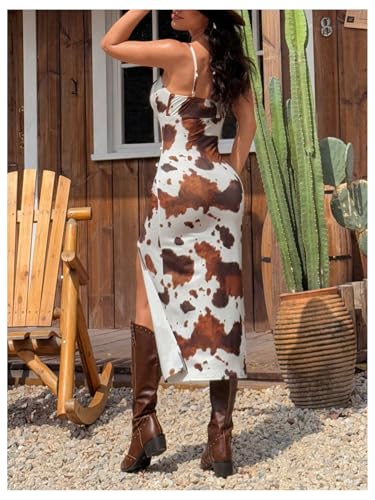 Verdusa Women's Western Cowgirl Dress Boho Bodycon Long Slit Thigh Cami Dresses2