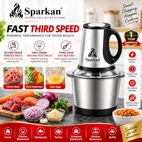 Image of 2L Electric Food Chopper 800W, Stainless Steel Bowl Kitchen Chopper, Powerful Meat Grinder & Vegetable Cutter, Multipurpose Food Processor for Onion, Garlic, Tomato, Fruits, Nuts & Baby Food