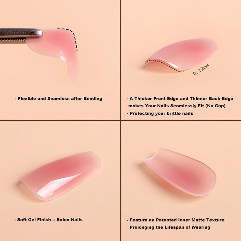 Miniatura 5 de Redykat 24 uñas postizas brillantes a presión tipo ataúd, arte de uñas de calidad de salón, uñas postizas acrílicas extralargas, uñas postizas