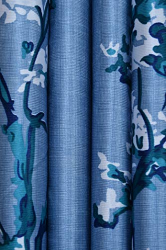 Image of LUXURY CRAFTS Polyester Floral Eyelet Door Curtain 7 x 4ft (Sky Blue), Grommets, Eyelet