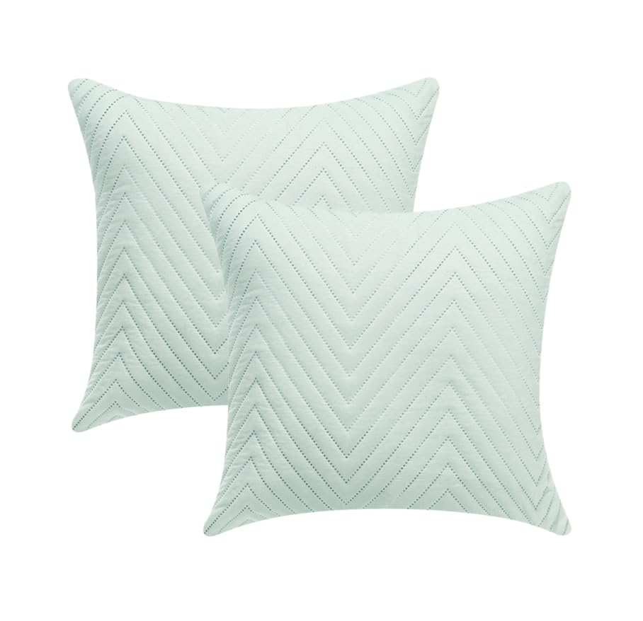 Image of RD TREND UltraSonic Microfiber Cushion Covers, 45 x 45 cm /18 x 18 inches, Set of 2, 250 TC,Back Zipper (Peista Green)