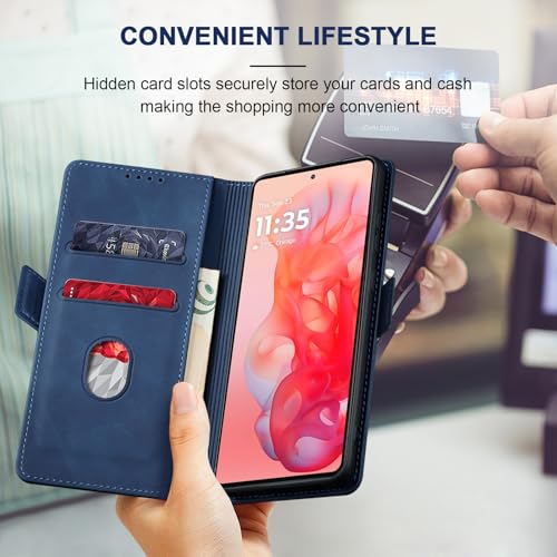 Image of Jasonyu Flip Wallet Case for Moto G Stylus 5G (2024),Blue