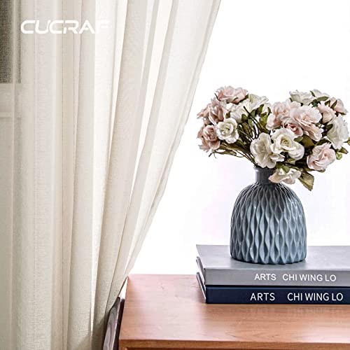 Cucraf Sheer Curtains Panels For Living Room Bedroom Small Window Semi Treatment Drapes Voile Rod Pocket,Set Of 2 (54 X 63 Inches Long,Linen Color) #TOP3