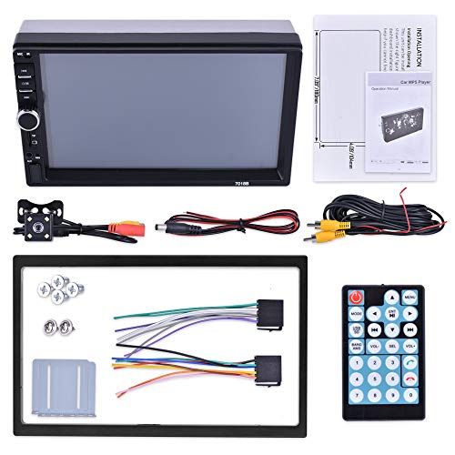 Aigoss Car Stereo Bluetooth 7\" Touch Screen 2 Din Car Radio MP5 Video Digital Player Wireless Remote Control Hands Free Multimedia with Rear View Camera, Support Mirror Link/TF/FM/AUX/USB