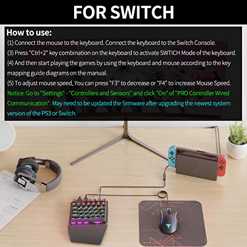 IFYOO KMAX1 Pro Wired Gaming Keyboard and Mouse Set Adapter Converter for Xbox One / PS4 / Switch / PS3 / PC(Windows/Linux) - [Included USB Sync Cable for Controller] - Thumbnail 7