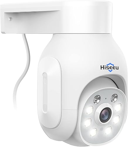 Hiseeu - Cámara de seguridad inalámbrica para exteriores, visión nocturna a color de 3 MP, WiFi para el hogar, videovigilancia panorámica e