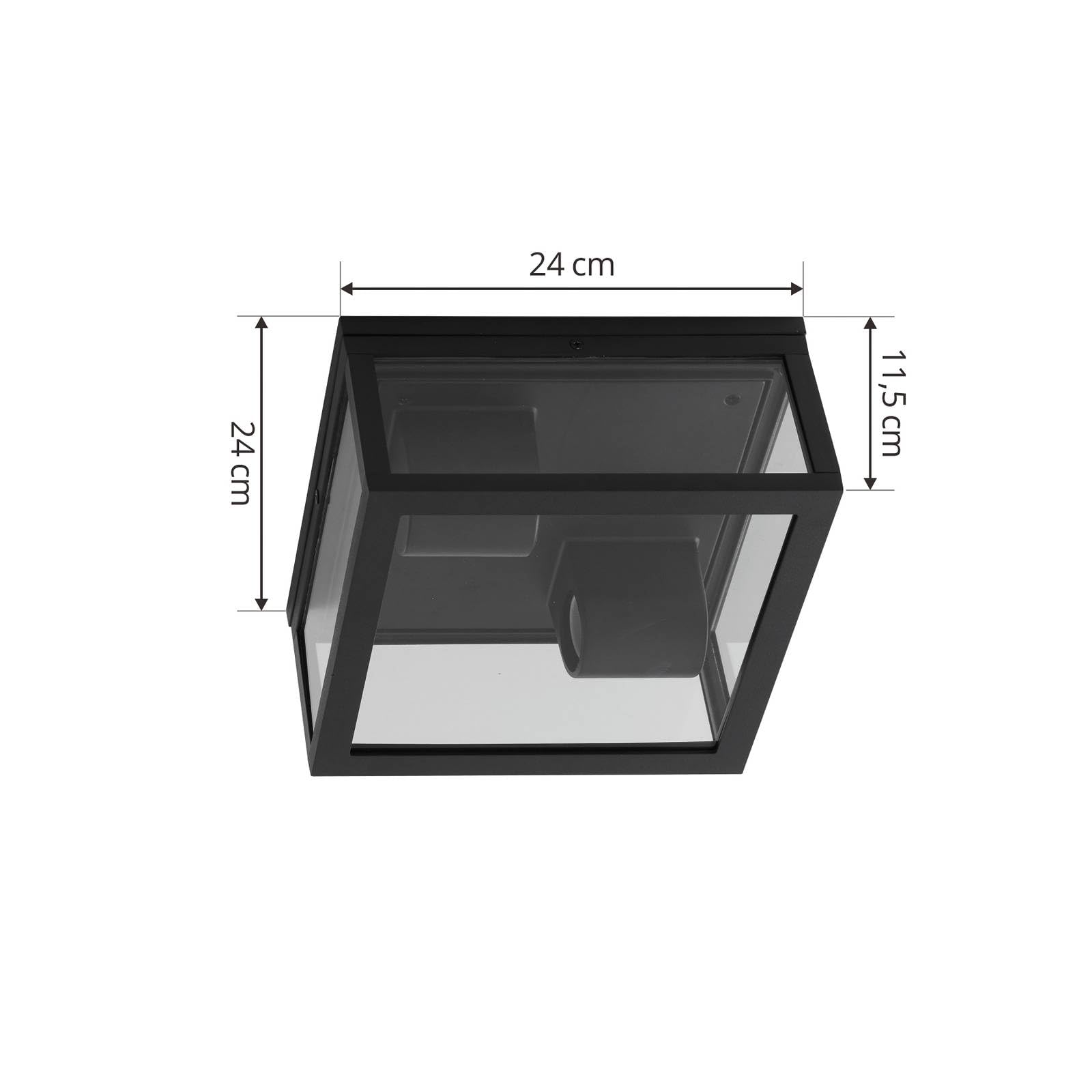 Lindby Plafonnier Kremena à intensité variable Noir Aluminium 2 lampes E27 saillie