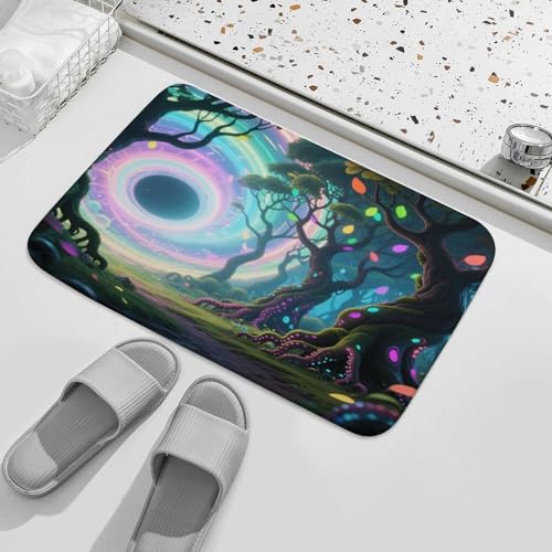 Alfombras de baño lujosas con diseño textil premium de bosque para suelos 8