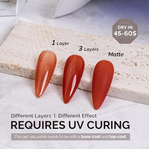 Image of MelodySusie Rust Red Gel Nail Polish,0.5fl oz Nails Soak Off UV LED Red Brown Gel Polish Gift for Women Nail Art Manicure Salon DIY Nail Design Decoration at Home-1745