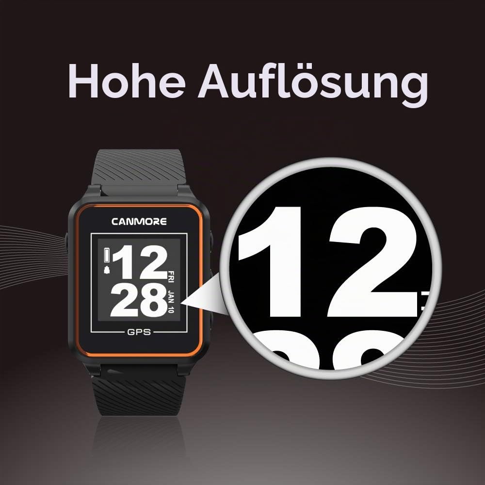 CANMORE TW356 Golf-GPS-Uhr für Damen und Herren, kostenloses Update, großes LCD-Display, Upgrade-IC-Chip, leichtes Zubehör, Schwarz
