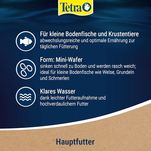 Tetra Wafer Mini Mix - Fischfutter für kleine Bodenfische (z. B. Welse) und Krustentiere, für gesundes Wachstum und Vitalität, 100 ml Dose