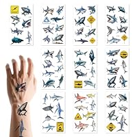 Penitue 70pcs Shark Temporary Tattoos, Ocean Animal Themed Shark Stickers Under the Sea Birthday Party Decorations for Kids Boys Girls Adults School Rewards Prizes Supplies