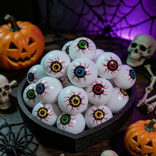 Halloween Party Favors - Halloween Games 24 Eyeballs Toys Bulk Party Favors Crafts Decorations for Kids Trick Or Treat Non Candy Goodie Bags Stuffers for Boys Girls Men Women Party Supplies