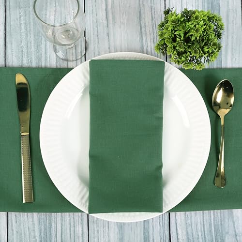 Image of FINGERCRAFT Table Napkins 18x18 Inches Set of 6 Cotton Linen Blend Fabric Dinner Cloth Napkins Washable and Reusable, Good Absorbency for Home, Parties, Hotels (Eden Green)