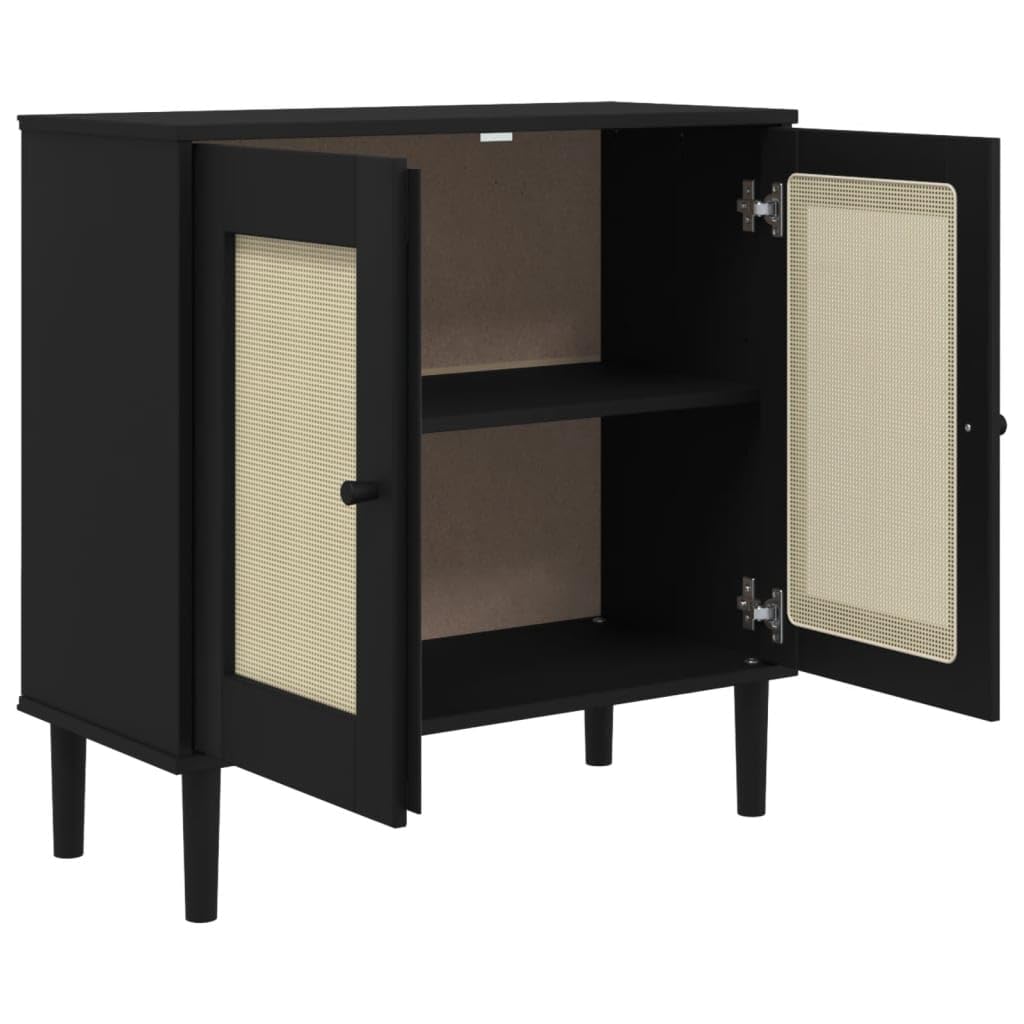 Buffet noir 80 x 35 x 80 cm en pin