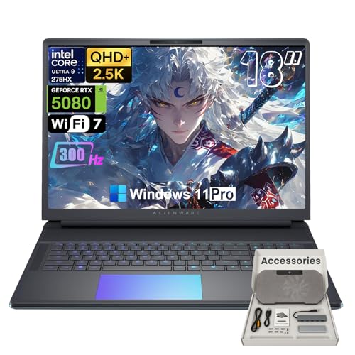 Image of Alienware 18 Area-51 Gaming Laptop 2025 - NVIDIA RTX 5080 16GB GDDR7, Intel Ultra 9 275HX (Up to 5.4GHz), 18 inch 2.5K QHD+ 300Hz, Backlit KB, Win 11 Pro, w /Accessories (32GB DDR5 RAM, 1TB SSD)