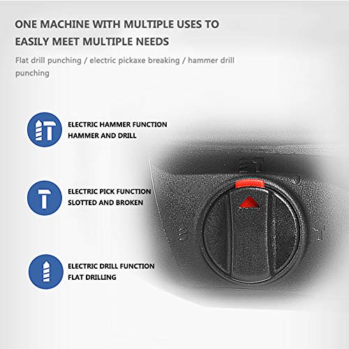 QHYXT Akku-Bohrhammer, bürstenloser Motor, Schlagbohrmaschine mit DREI Funktionen, einstellbare Geschwindigkeit… – Bild 4