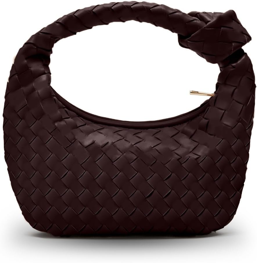 Apryl Woven Handbags for Women, Hobo Bags for Women, Fashion Knotted Small Top Handle Purse Clutch, Soft Vegan Leather